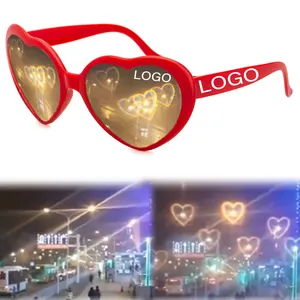 2023 Hot sale 3d heart shaped futuristic women sun glasses fashion custom love special high quality effect kids Sunglasses