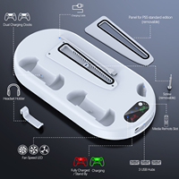 Station de Refroidissement Multifonctionnelle pour Console PS5 avec Support de Rangement Universel pour Disques, Support de Charge et Manettes pour PS5/PS5 Slim
