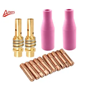 Torche de soudage MB-15AK Consommables 0.8mm/1.0mm/1.2mm Embouts de contact Buse céramique à gaz pour torche de soudage 15AK MIG MAG 14PCS