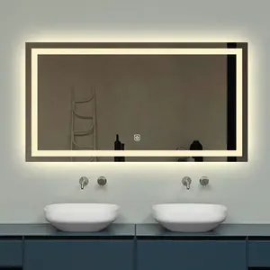 인기있는 Esejos Decorativo 안개 무료 욕실 벽 LED 미러 터치 스크린 조명 홈 장식