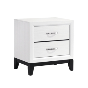 Comodino Moderno Contemporaneo con 2 Cassetti in Finitura Bianca, Mobile per Camera da Letto in Legno - Product Image 3