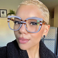 Mode européenne Nouveau Anti-Lumière Bleue Arc-en-ciel Carré Plat Miroir Grand Cadre INS Paquet Lunettes PC Matériel Optique Lunettes