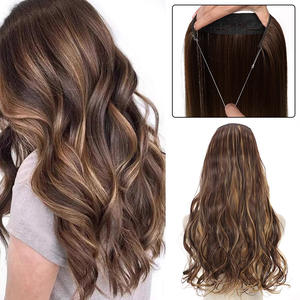 Extensiones de Cabello Natural Rizado Largo Invisible Estilo Europeo Americano para Mujer, Tonos Marrón/Rubios, 55cm A4 - Product Image 4