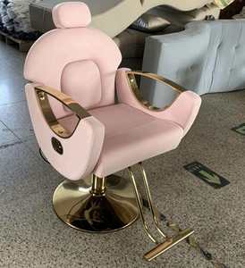 Fauteuil inclinable beige/rose et or pour salon de coiffure, spa, hôtel, en acier inoxydable, mobilier de salon de beauté - Product Image 3