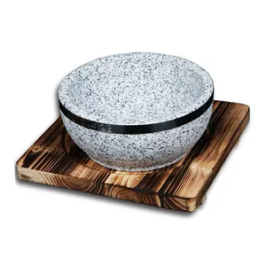 Ciotola di pietra di granito all'ingrosso Sizzling coreano pentola di pietra calda ciotola di Dolsot ttukbaoli Bibimbap stufati ciotola di zuppa di riso