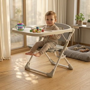 <span class=keywords><strong>Chaise</strong></span> <span class=keywords><strong>haute</strong></span> pliable portable avec sangles anti-renversement <span class=keywords><strong>pour</strong></span> siège rehausseur de cuisine avec plateau <span class=keywords><strong>pour</strong></span> bébé, <span class=keywords><strong>pour</strong></span> repas et camping, <span class=keywords><strong>chaise</strong></span> en plastique - Product Image 1