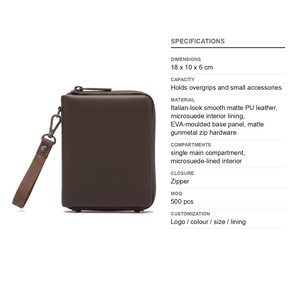 Étui de rangement et pochette pour balles de tennis en PU italien structuré, aspect italien, lisse, avec logo personnalisé, vente en gros - Product Image 6
