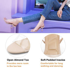 Sandali <span class=keywords><strong>da</strong></span> Donna con <span class=keywords><strong>Tacco</strong></span> Trasparente e Cinturino alla Caviglia, Comodi Stiletti con Punta Aperta Rotonda, <span class=keywords><strong>Scarpe</strong></span> Eleganti a <span class=keywords><strong>Tacco</strong></span> Basso per Matrimoni e Feste - Product Image 4