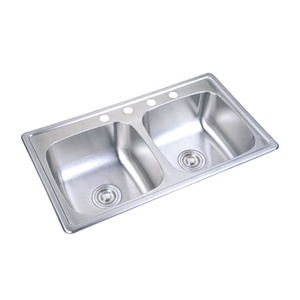 Fregadero de cocina de acero inoxidable de 31x21 pulgadas, cuenco doble, almacenamiento de cocina, prensa de calor, fregaderos de cocina, tanque de agua con orificio para grifo - Product Image 3