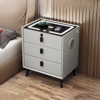 Table basse mini design moderne avec lumière LED, recharge sans fil, tiroir de refroidissement, meuble intelligent pour la maison, réfrigérateur de chevet