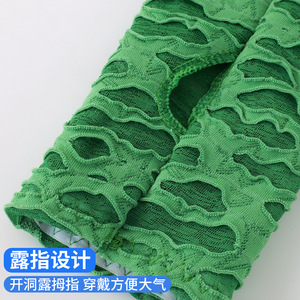 Women Outdoor Cycling Arm Sleeves Solid Color Ripped Design Fingerless Sun Protection High Elasticity - Product Image 1