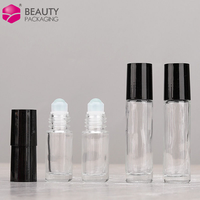 Flacon roll-on en verre noir de 10 ml, flacon cosmétique en verre avec bille en verre pour huiles essentielles, parfums, emballage cosmétique