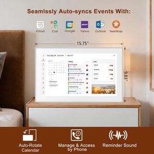 15.6 Inch Smart WiFi Interactive Display Touchscreen <b>Wall</b>-Mounted <b>Digital</b> Calendar And Family Schedule Planner Organiser - Product Image 3
