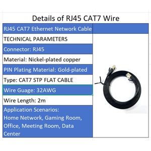 CAT7 STP Düz Ethernet Kablosu 32AWG 2m RJ45 Altın Kaplama Konnektör RoHS CE Sertifikalı Ev Oyun Ofisi Veri Merkezi için - Product Image 2