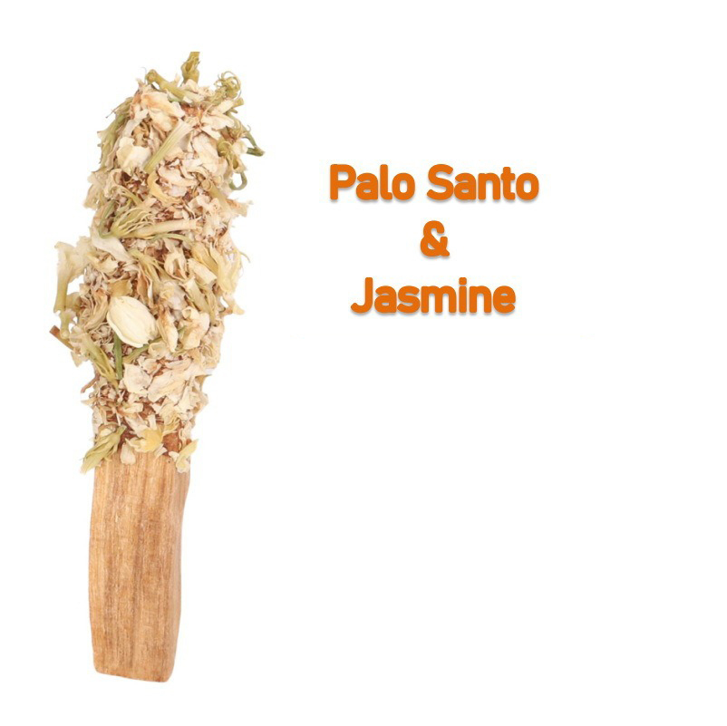 Barrita aromática de madera sagrada marrón con pétalos de jazmín, 8-14g