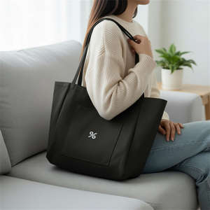 กระเป๋าผ้าแคนวาสสะพายไหล่ใบใหญ่แบบเรียบๆ ขายดี สามารถสกรีนโลโก้ได้ เหมาะสำหรับใส่ของช้อปปิ้ง - Product Image 1