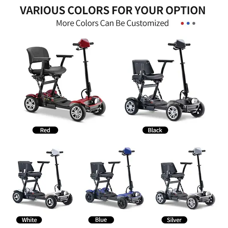 Vente en gros Scooter de mobilité pliable léger à 4 roues pour handicapés Scooter médical pliable pour personnes âgées pour handicapés