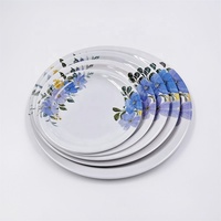 Assiettes plates rondes en mélamine écologiques avec motif floral personnalisé, vaisselle en plastique de différentes tailles pour la restauration