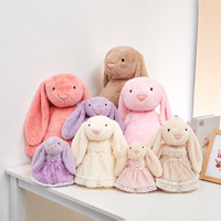 Boneka Kelinci Telinga Panjang Ultra Lembut Lucu dengan Logo Kustom, Mainan Boneka Kelinci Isi Dakron untuk Bayi, Hadiah Paskah