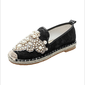 Mujeres& # <span class=keywords><strong>Alpargatas</strong></span> Planas de Ante sin Cordones para Mujer, Mocasines Casuales para Conducir, Zapatos de Vacaciones, <span class=keywords><strong>Alpargatas</strong></span> Tejidas con Plataforma de Perlas y Goma PU, 2 Pares - Product Image 2