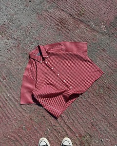 <span class=keywords><strong>Camicia</strong></span> da <span class=keywords><strong>Uomo</strong></span> Estiva in Cotone a Maniche Corte con Stampa Scozzese, Taglio Corto Oversize e Design Squadrato, Casual Abbottonata e Personalizzabile - Product Image 4