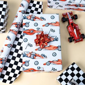 Race Car Wrapping Paper Roll 17 In X 16.4 Ft Reversible Gift Wrap For Birthday Party Decorations - Product Image 5