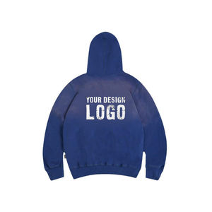 Sweat-shirts pour hommes en coton décontracté américain, couleur dégradée vintage, lavage à l'eau, fermeture éclair, sweat-shirts pour hommes, veste d'automne et d'hiver - Product Image 2