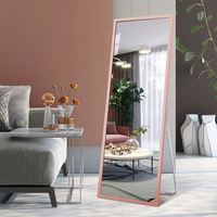 Miroir sur pied pleine longueur en verre argenté haute définition, style rétro nordique tendance, meuble de salon personnalisé