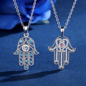 925 gioielli in argento sterling blu della cz <span class=keywords><strong>di</strong></span> <span class=keywords><strong>fatima</strong></span> <span class=keywords><strong>mano</strong></span> <span class=keywords><strong>di</strong></span> hamsa della <span class=keywords><strong>collana</strong></span> del pendente dell'occhio - Product Image 2