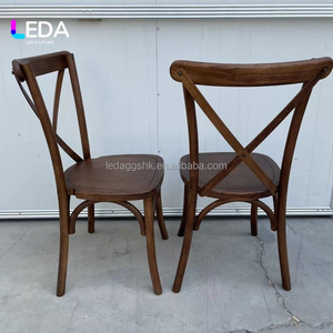 Chaise de salle à manger en rotin à dossier croisé LEDA X, chaises de banquet en bois pour mariages, événements, restaurants, style ferme - Product Image 1