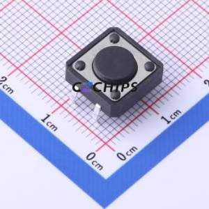 TS-KG1103-BB43F Tactile Switch Through hole Component THT,12x12mm Switch Single Pole Single Throw Round Button 2.5N Through Hole - Product Image 1