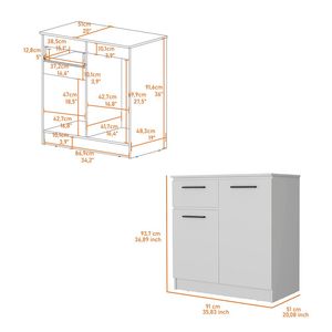 Commode blanche Loonam à 2 portes et 1 tiroir, armoire de rangement moderne pour chambre à coucher - Product Image 5