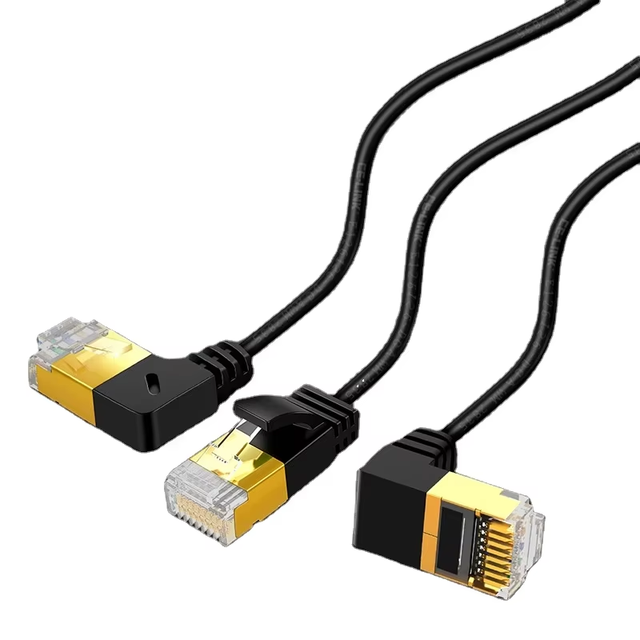 MT-5032B Cat7 RJ45 Ethernet Cable Elbow Patch 10Gbps Dual Shielded Twisted Pair Pure Copper 100m High-Speed Network Cable PVC