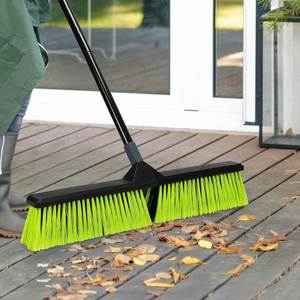 Heavy Duty Broom <b>Brush</b> with 63 Long Handle for <b>Deck</b> Patio Driveway Garage Warehouse Shop Floor Sweeping & Scrubbing - Product Image 2