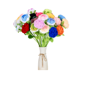 El yapımı simülasyon güller örme buket sevimli tığ çiçekler toptan örme gül yapay iplik tekstil kumaş el sanatları - Product Image 1