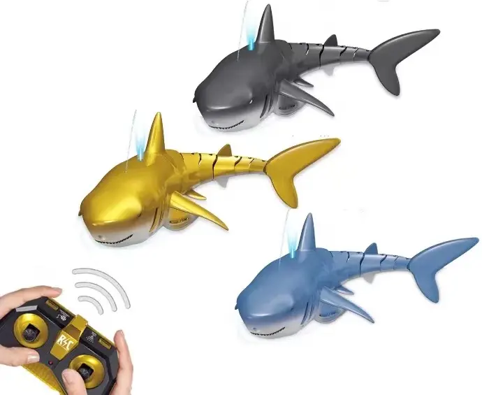 2.4g simulation remote control shark waterproof remote control water jet swimming shark toy