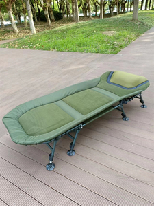 Equipo de <span class=keywords><strong>pesca</strong></span> de carpa Biwy para acampar al aire libre, cama táctica portátil de cama plana ancha de 6 piernas, silla de cama - Product Image 3