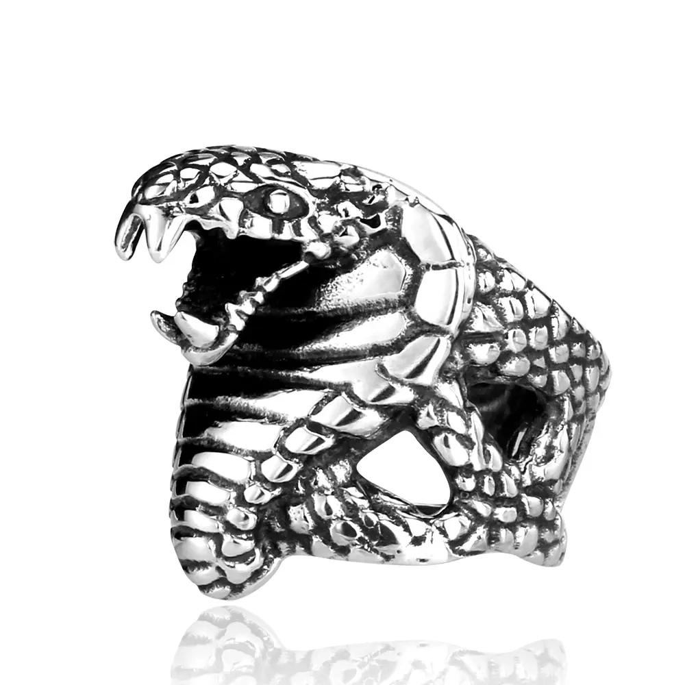 SS8-086R Steel Soldier Classic Jewelry Personality Animal Snake Ring for Men Stainless Steel Snake Ring