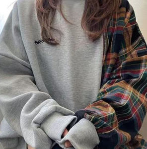 2024 mùa thu phụ nữ giản dị áo chui đầu Áo Hoodie Dài tay áo Jumpsuit áo chắp vá lỏng hàng đầu cộng với kích thước XXXL - Product Image 2