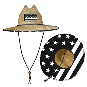 Sombrero de paja de verano al por mayor para salvavidas, con estampado personalizado, estilo americano, para playa y surf, con logo - Product Image 4