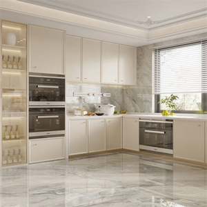 Meubles de cuisine sur mesure haut de gamme, style moderne, ensemble complet automatique, cuisine blanche en PVC pour appartement - Product Image 1