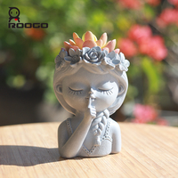 Maceta de Resina Roogo MiniCement con Textura de Guirnalda para Suculentas, con Orificio de Drenaje, para Bonsái, Manualidades, Regalos, Decoración