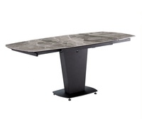 Table à manger rétractable 1 pièce, haut en verre trempé, en céramique, pliable, permettant de gagner de l'espace, meuble de salon