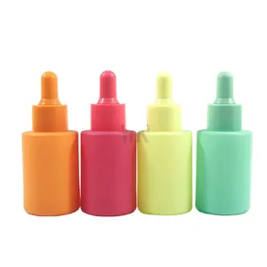 30ml Glass essence oil bottle cosmetic colored glass bottle blue yellow orange yellow with dropper pipette