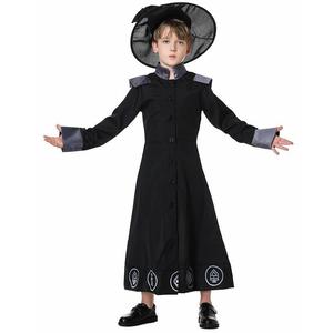 Costume de sorcier pour enfants, robe noire à manches longues avec chapeau, ensemble de tenue de cosplay pour Halloween, âge 8-13 ans - Product Image 1