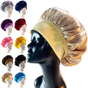 <span class=keywords><strong>Bonnet</strong></span> en satin personnalisé avec logo, double couche, en soie, avec bande à nouer, pour tresses, vente en gros, OEM - Product Image 2