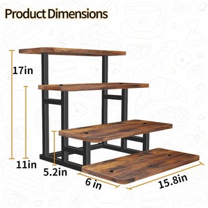Présentoirs en <span class=keywords><strong>bois</strong></span> à 4 niveaux avec cadre métallique, ensemble de table à dessert antidérapant et stable pour la présentation de gâteaux, cupcakes et snacks - Product Image 6