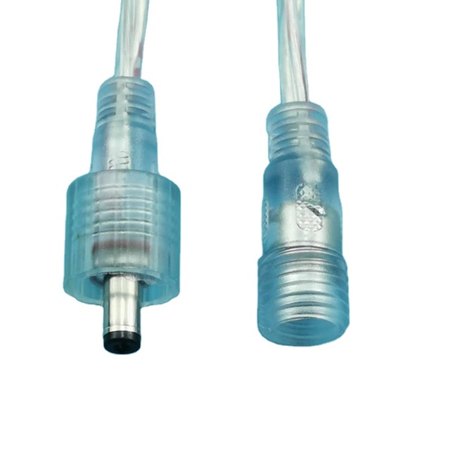 Waterproof DC5521 5.5mm X 2.1mm Male Female Connector Cable for LED Applications 12V-48V 2.5A Rated Current PVC Material