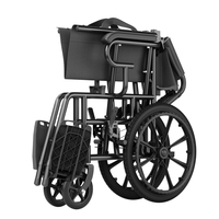 Fauteuil roulant portable en acier au carbone avec revêtement en poudre, roues autopropulsées de 20 pouces avec pneus pleins et coussin de siège respirant en tissu Oxford