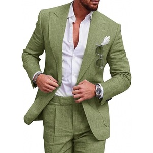Completo da Uomo 2 Pezzi Slim Fit in Lino 2026 Nuovo - <span class=keywords><strong>Blazer</strong></span> e Pantaloni Casual Eleganti per Matrimoni, Balli e Feste Serale - Product Image 4